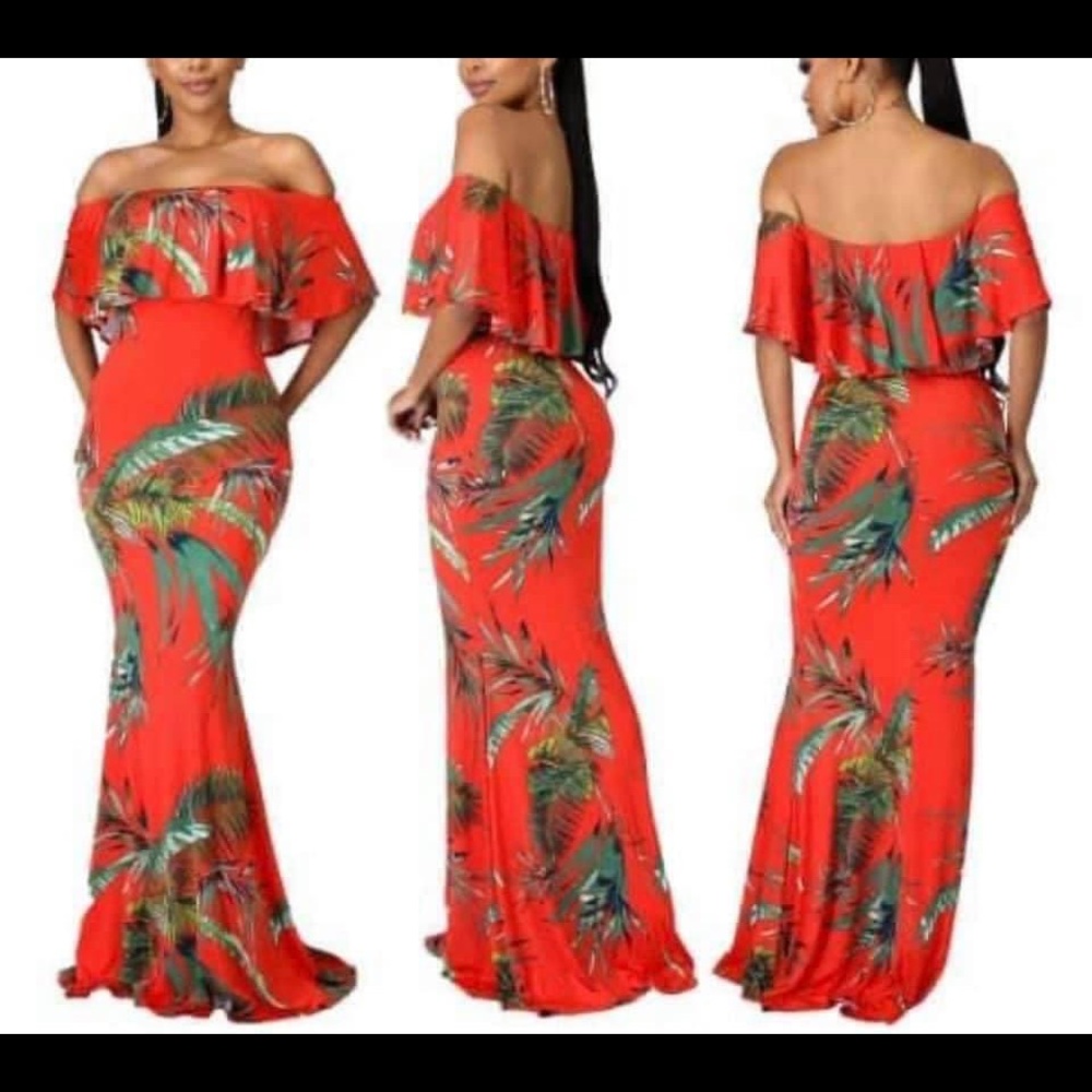Tropical Off Shoulder Maxi